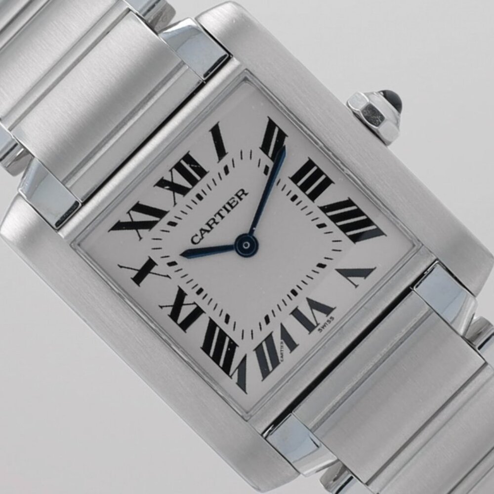Cartier Tank Française Quartz Stainless Steel 25mm White Dial Ladies Watch 2301